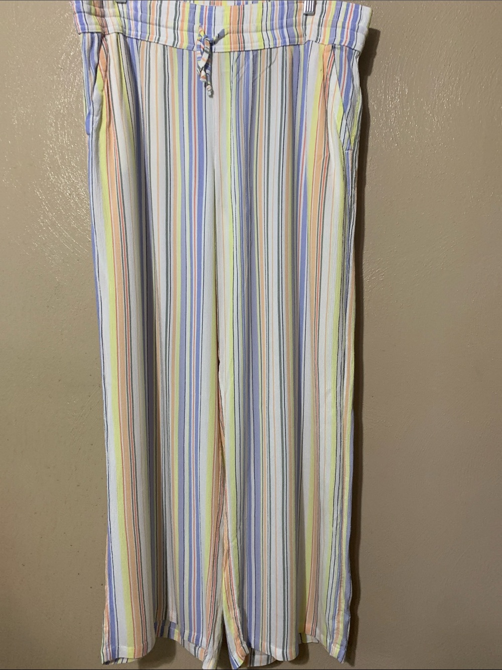 Prana size XL Lightweight Multistripe Drawstring Pants  - Pastel Stripes Pockets